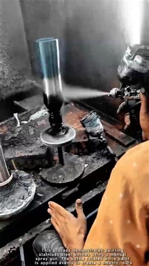 Stainless Bottle Painting Work Tool Using Manual Spray Gun #worktool