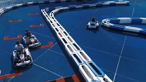 S_KID drifting with mini-karts at Driver Como