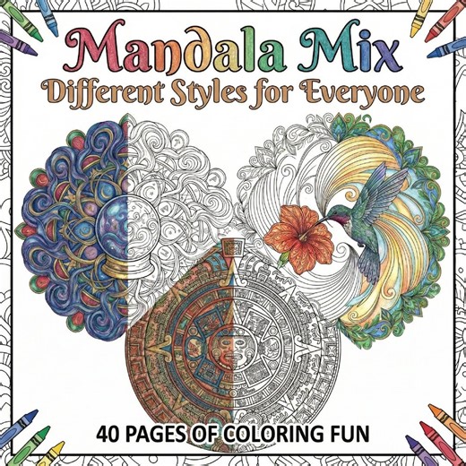 Mix of Mandalas | Different Styles for Everyone | Digital Coloring Book PDF | 40 Pages - Etsy