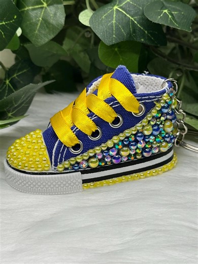 Bling Rhinestone Sneaker Keychain | Purple & Gold Shoe Charm| - Etsy