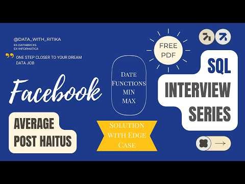 SQL Interview: Calculate Days Between Posts | Datalemur Facebook Question | DATEDIFF, YEAR, MIN, MAX