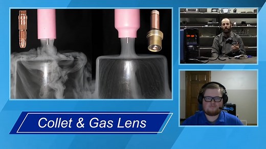 What difference does a gas lens make when you're TIG welding? A gas lens allows the shielding gas to flow more consistently. As a result, the tungsten tip can stick out farther, giving you better visibility of the weld puddle. Level up your aluminum game with a gas lens. bit.ly/3RfoFOw | Miller Welders