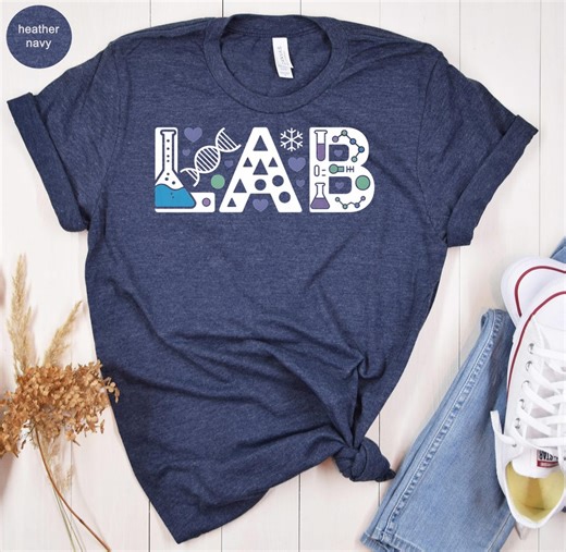 LAB Science T-shirts, Chemistry Biology Lover Tee, DNA Molecule Flask Beaker Test Tube Design, STEM Student Teacher Researcher Gift T-shirts - Etsy