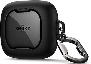 SURITCH for SHOKZ OpenFit Air Case Cover, Magnetic Locking Cases for SHOKZ OpenFit Air Open-Ear Headphones, Protective Bumper Cover with Carabiner & Keyring for OpenFit Air Earbuds (2024), Black