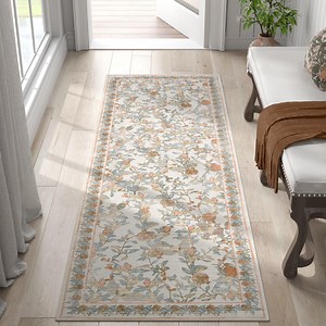 RUGKING Runner Rugs For Kitchen 2X8 Retro Oriental Rug Floral Print Mat Thin Traditional Carpet For Hallway Bathroom Hallway Taupe/Red