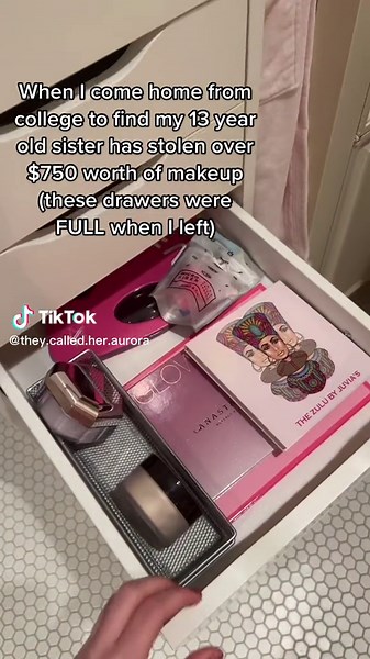 2 Pat Mcgrath palettes. Half of my dior. 9 Fenty lipsticks. My signed NikkieTutorials palette. My favorite limited edition palette (and more!). All gone. Oh! And she also sprayed all my perfumes. All of them. #makeup #perfume #siblings #fyp #foryou #perfumetiktok #unboxing