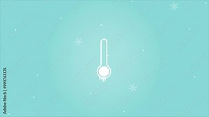 season change with thermometer animation. Temperature change from hot to cold