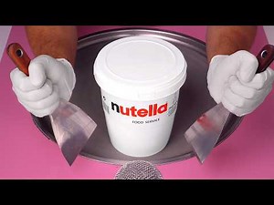 NUTELLA - Ice Cream Rolls | how to make Nutella Chocolate Spread instant to fried Ice Cream | ASMR