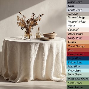 European Natural Linen Round Tablecloth, Stone Washed Table Cover, Custom Size Table Linen, Large Width, Extra Large, Farmhouse Rustic Style - Etsy