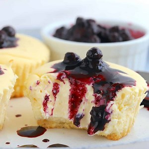 Keto Cheesecake Cupcakes with Blueberries