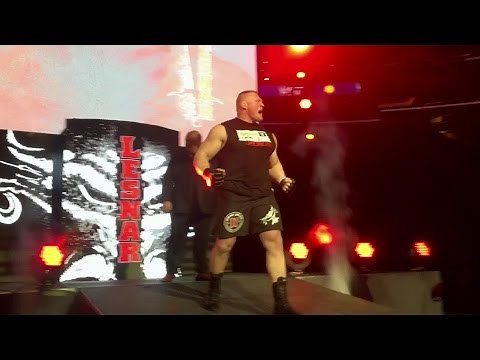 Brock Lesnar battles Kevin Owens at a WWE Live Event in Madison Square Garden