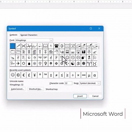 Microsoft Word Inserting Symbols