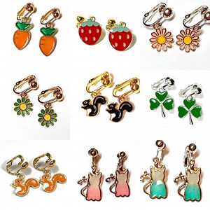 Children's Clip on Earrings. Little Girls Earrings. Clip on Earrings. Cat, Carrot, Squirrel, Shamrock, Clover, Daisy, Strawberry, Gifts MM - Etsy