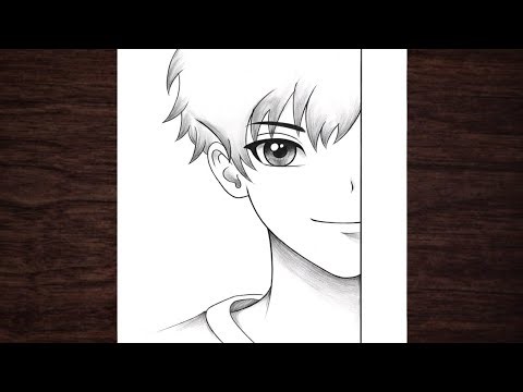 How to Draw an Anime Boy Half Face | Easy Pencil Sketch Tutorial ✏️🔥