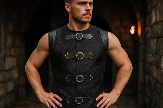 Medieval Men's Gothic Vest, Renaissance Fair Viking Vest, Larp Knight Sleeveless Vest, Pirate Cosplay Costume Vest, Ren Faire Punk Vest - Etsy