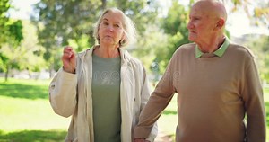 Elderly, Couple and Pointing or Talking in Park with Pointing, Conversation and Bonding for Retirement. Senior, Man or Stock Video - Video of adult, person: 292401471
