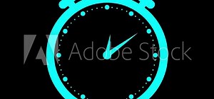 Counting down simple stop watch clock isolated animation cyan color