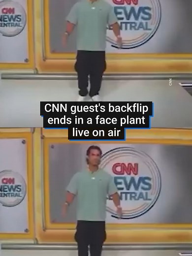 'That never happens' 😂 Savannah Bananas baseball player RobertAnthony Cruz is going viral with his attempt at a backflip live on air on CNN. Under the pressure, he didn't quite nail the landing... #savannahbananas#backflips#fails#cnnnews#viralvideotiktok