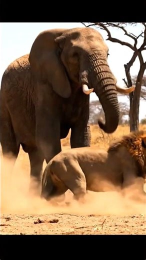 elephant vs lion fight