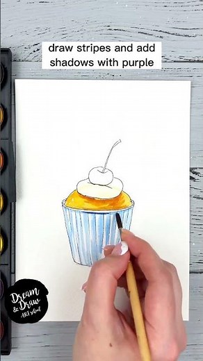 How to draw a cupcake 🧁🍒 #shorts