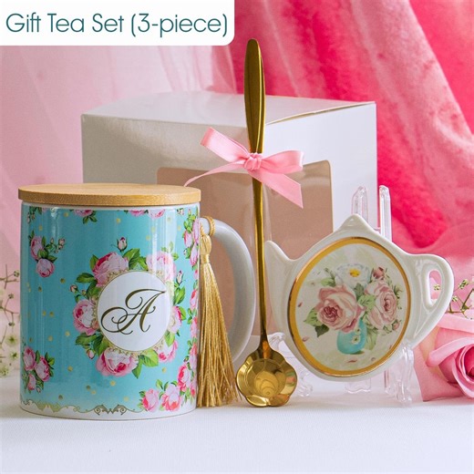 Gift Set for Tea Lover High Tea Party Favor Mug Tea Bag Holder and Spoon Ceramic Tea Set - Etsy