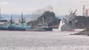 Norwegian frigate starts SINKING after colliding with an oil tanker