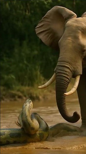 🐍ANACONDA vs ELEPHANT 🐘 #animals #animals #snake #elephantvsanaconda #elephant