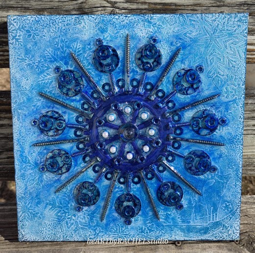 Steampunk Snowflake Resin Art on Wood Panel - Etsy