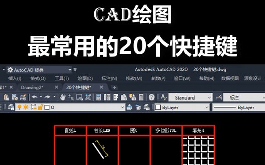 CAD绘图，最常用的20个快捷键！每个命令如何操作？详细教程来了！