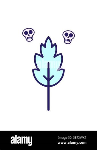 spinning skulls animation of neon leaf illustration Stock Video Footage - Alamy