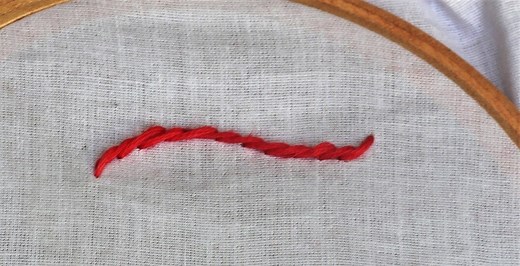 Stem Stitch, How to work a stem stitch (Step By Step)