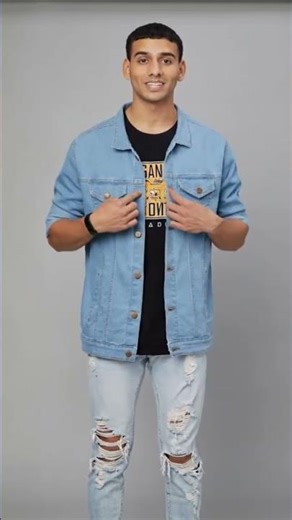 Sky blue 💙 Denim jacket for men 🥵 #ai #denim