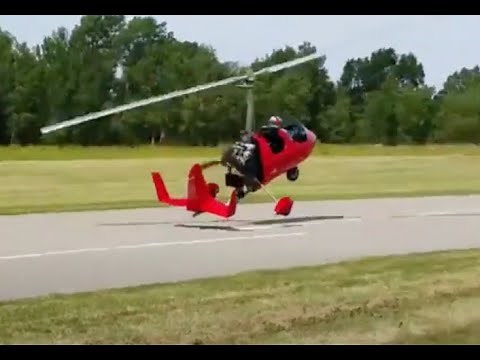 Gyrocopter flight behind the power curve