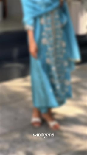 𝗠𝗔𝗗𝗘𝗘𝗡𝗔 𝗦𝗜𝗟𝗞𝗦 | PREMIUM PARTYWEAR ANARKALI CHURIDHAR SUIT IN SILK WITH GOLDEN HAND WORK USING PEARL,BEADS & SEQUENCE AVAILABLE ONLINE: WTSP 9048492509... | Instagram