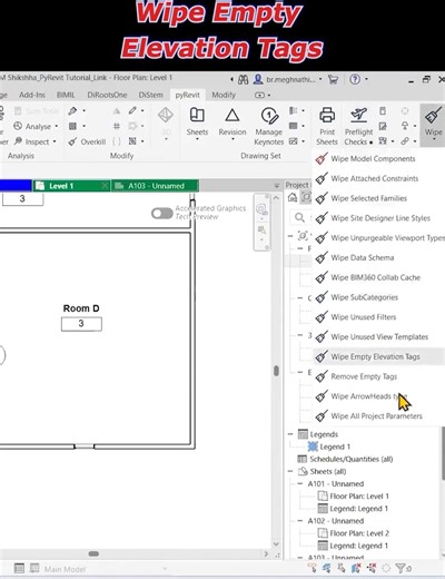 BIM Shikshha on Instagram: "🚀 Want to learn more PyRevit automation tricks? 👉 Learn how to wipe empty elevation tags in Revit using PyRevit — a powerful cleanup hack to keep your project organized and error-free! 👉 This PyRevit tool helps you remove unused elevation markers, clean views, prevent confusion, and improve overall Revit model clarity. 🎯 In this video, you’ll learn: ✅ How to detect and remove empty or unused elevation tags ✅ How PyRevit automates cleanup to avoid manual searching