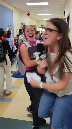 Mrs. Kappers x chaos = the crossover we didn’t know we needed. 🎤😜 #ThriveInTheHive | Monroe Local Schools