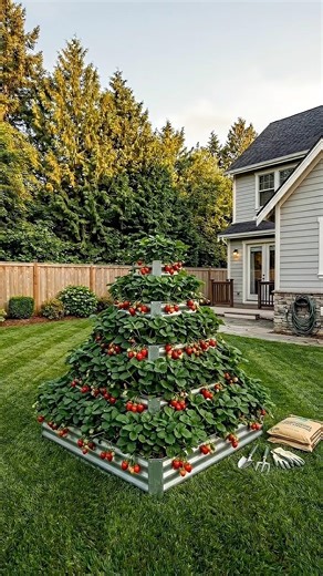 How to Build a Vertical Strawberry Tower! 🍓 (Small Space Garden DIY)