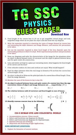 TG 10th Class Physics Important Questions 2026 PDF Download #shorts