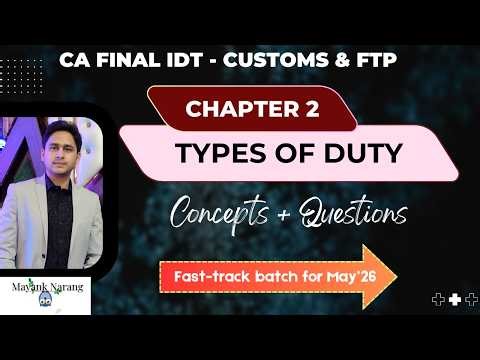 Chapter 2 – TYPES OF DUTY | CA Final IDT | Customs & FTP | Mayank Narang