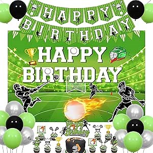 Lacrosse Birthday Party Decorations for Boys, Lacrosse Happy Birthday Decoration Backdrop Banner Silver Green Black Balloon Cake Cupcake Topper for Boy Sport Theme Birthday Party