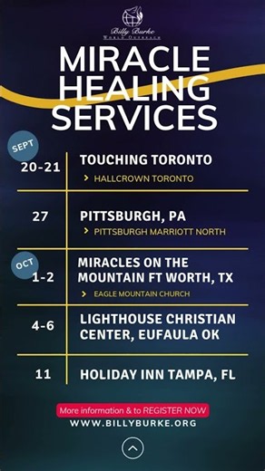 Register NOW! You don't want to miss this! | Billy Burke Miracle Healing Services