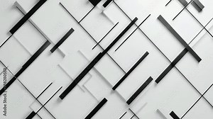Abstract geometric pattern with white and black squares and lines.