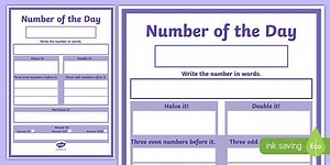 Special Number of the Day Challenge Worksheet