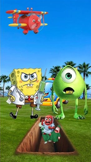 Spongebob vs larva & monster inc | orang kaya mati orang miskin mati #shorts