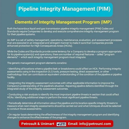 Pipeline Integrity Management (PIM)Elements of Integrity Management Program (IMP)