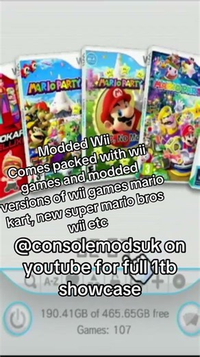 Modded Wii 1TB Over 300+ Games With Modded Mario Kart, New Super Mario Bros Wii & More.