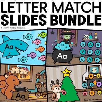 Phonics Games Letter Recognition GROWING BUNDLE Letter Match Letter ID Slides