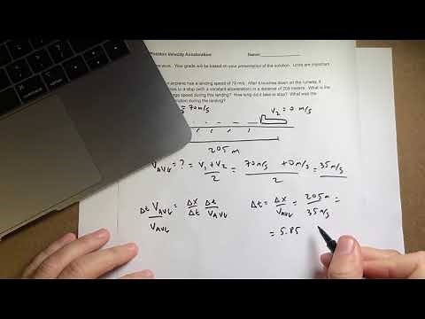 Kinematics problem for a plane landing on a runway