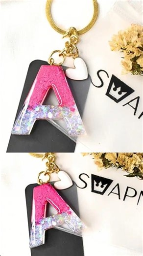 Resin Initial Keychain🔥Resin letter Keychain🤩 #resinart #epoxyresin #resinkeychain #youtube #shorts