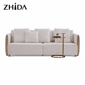 [Hot Item] Italian Modern Couch Set Design Home Living Room Furniture Luxury Gold Metal Armrest Sectional Velvet Upholstery Fabric Sofa
